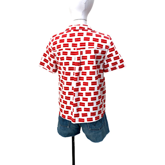 Calvin Klein Logo  Check Shirt Button Up Top Sz S - Picture 5 of 7